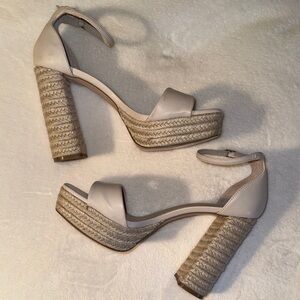 Madden Girl Cream Espadrille Platform Block Heel Sandals